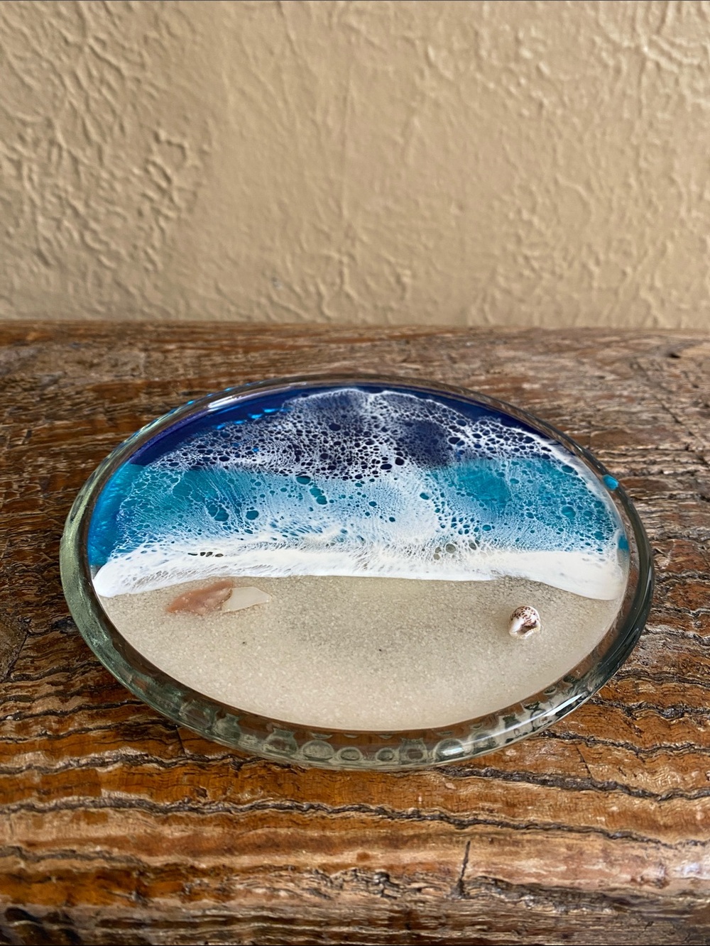 🐚Handmade🐚Glass Epoxy Resin Ocean Jewelry Dish